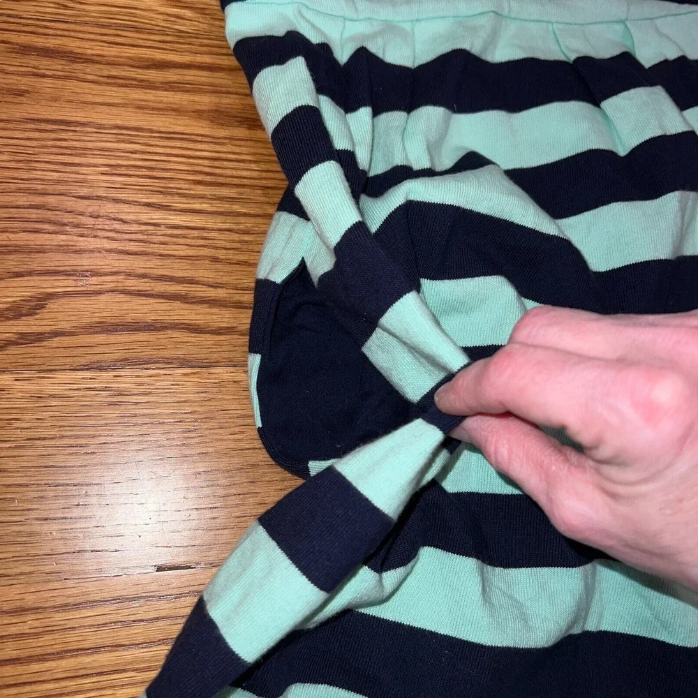 Gap Skirt Soft Knit‎ Striped Foldover Waist Knee Length Skirt Green Navy Size 2